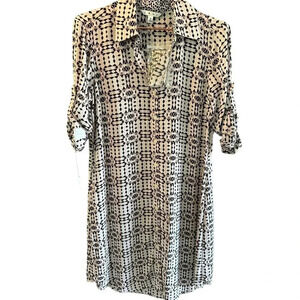 Cabi‎ #784 Colony Club Women's Button Front Geometric Print Shirt Dress Size S